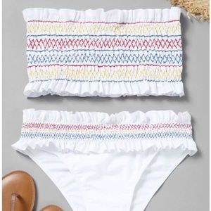 Colorful Zigzag Smocked Bikini Set